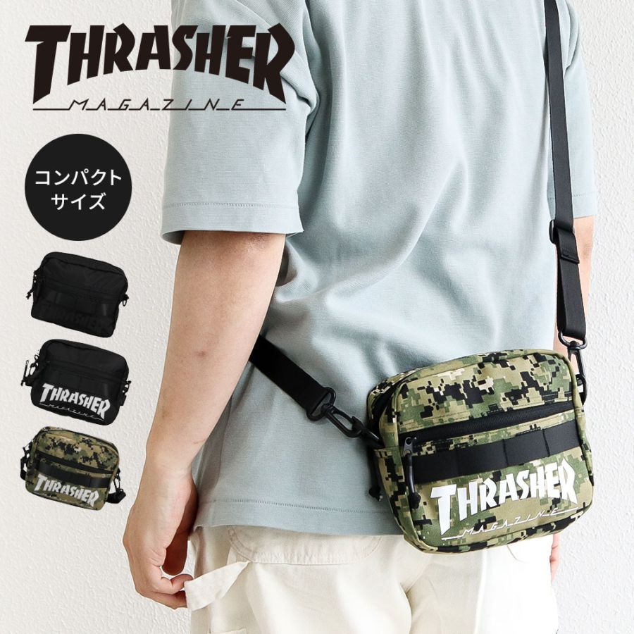 スラッシャー ショルダーバッグ メンズ レディース ミニショルダー 小さめ アウトドア 鞄 黒 ブラック カモフラージュ THRASHER R2188