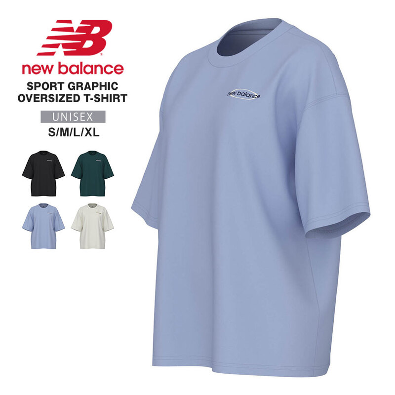 ニューバランス 半袖 tシャツ トップス 丸首 ワンポイント new balance スポーツグラフィックオーバーサイズTシャツ 黒 WT61P205