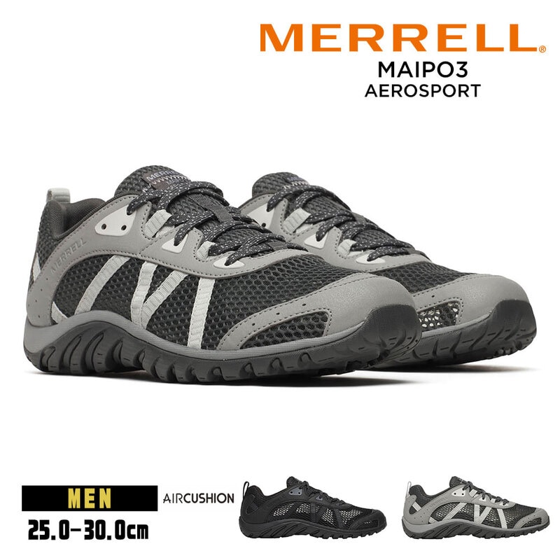 メレル スニーカー メンズ メッシュ 軽量 通気性 防滑 蒸れにくい アウトドアシューズ 靴 レジャー MERRELL MAIPO3AEROSPORT
