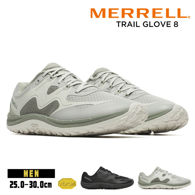 メレル スニーカー メンズ トレイルグローブ 8 トレイルランニング シューズ 防滑 靴 ブラック カーキ MERRELL TRAIL GLOVE 8