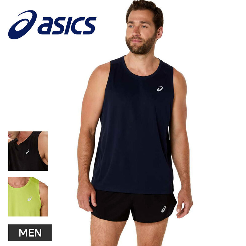 アシックス ランニングウェア タンクトップ ドライ 吸汗速乾 軽量 スリーブレスシャツ ノンスリーブ シャツ メンズ asics ランニングドライタンク 2011d295