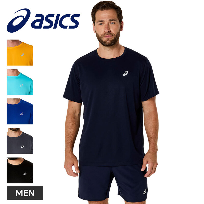アシックス Tシャツ メンズ 半袖 吸汗速乾 スポーツ トレーニング 運動 シャツ メンズ 半袖 黒 男性用 asics ランニングドライ半袖シャツ 2011d242