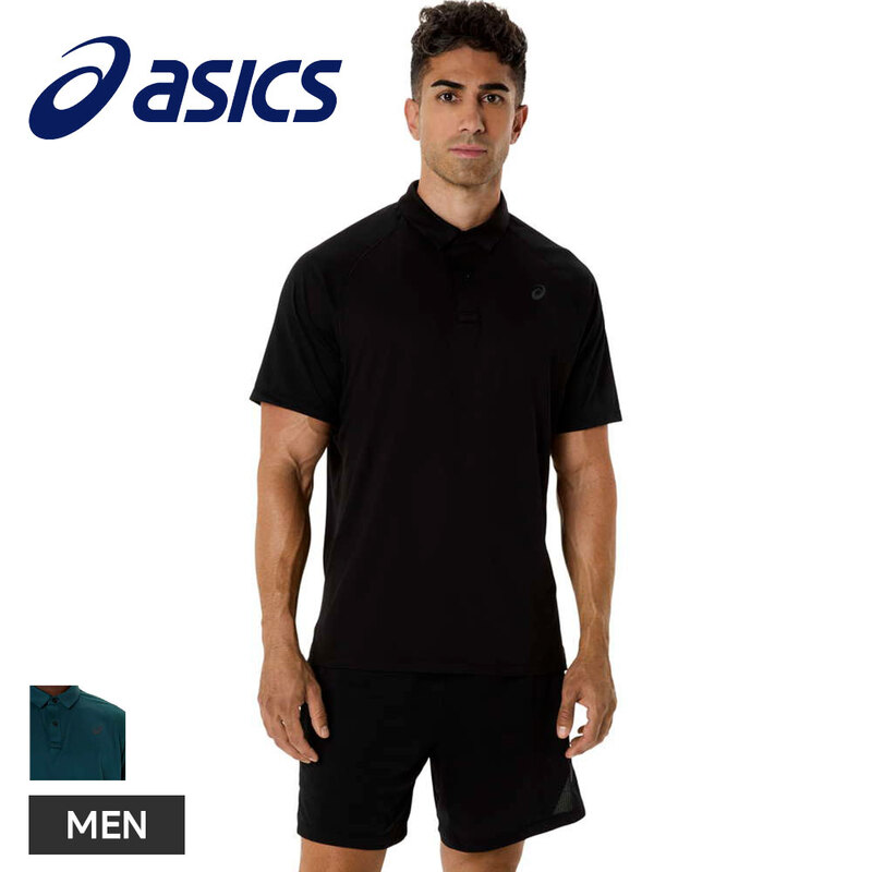 アシックス ポロシャツ 半袖 メンズ 吸汗速乾 スポーツ トレーニング ゴルフ テニス 部活 練習 黒 asics ACTIBREEZE ベンテッドメッシュポロシャツ 2031e891