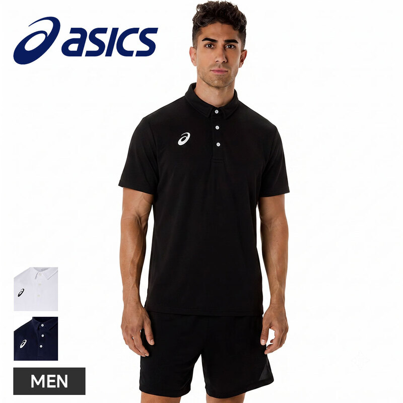 アシックス ポロシャツ メンズ 半袖 スポーツシャツ 吸汗速乾 ドライ トレーニング ジム 軽量 カジュアル トップス asics ドライハンソデポロシャツ 2031e953