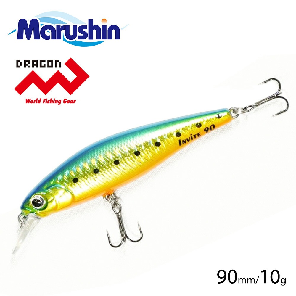 ハードルアー 青と黄のミノー マルシン ミノー FLOATING Invite ブルーゴールド 90mm 10g ハード
