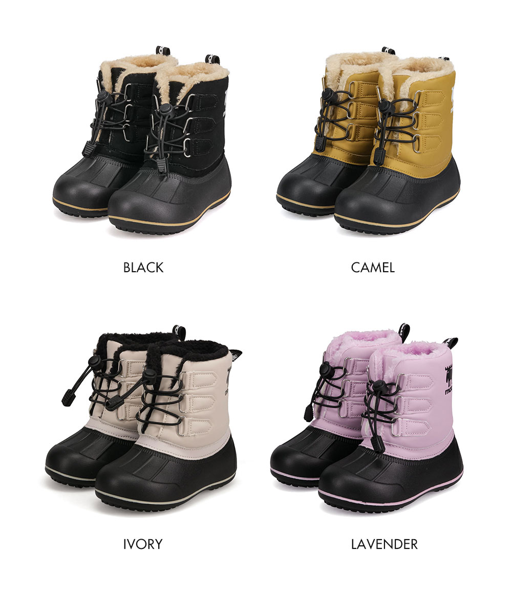 moz スノーブーツ キッズ 防水 ショートブーツ 黒 モズ ブーツ 女の子