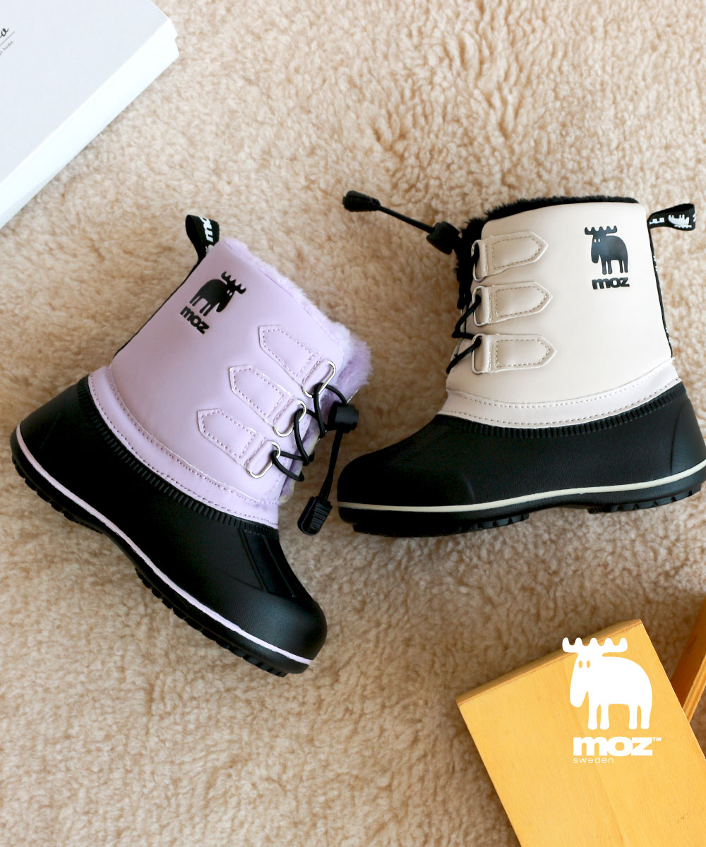 moz スノーブーツ キッズ 防水 ショートブーツ 黒 モズ ブーツ 女の子
