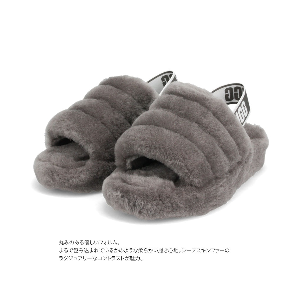 アグ サンダル ムートン フラッフ イヤー スライド レディース