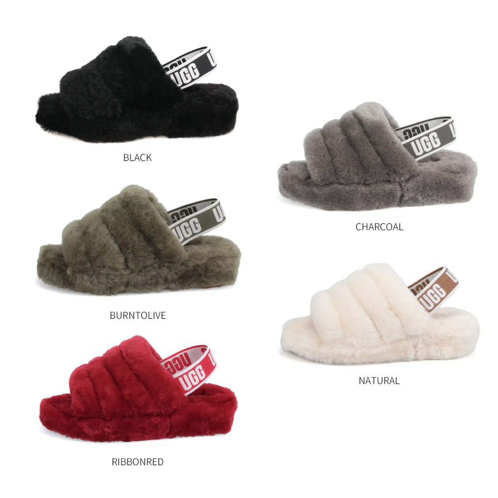 アグ サンダル ムートン フラッフ イヤー スライド レディース