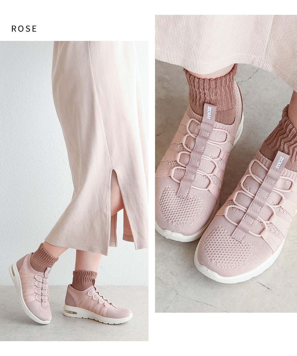 モズ moz スリッポン レディース 黒 ローカット ストレッチ