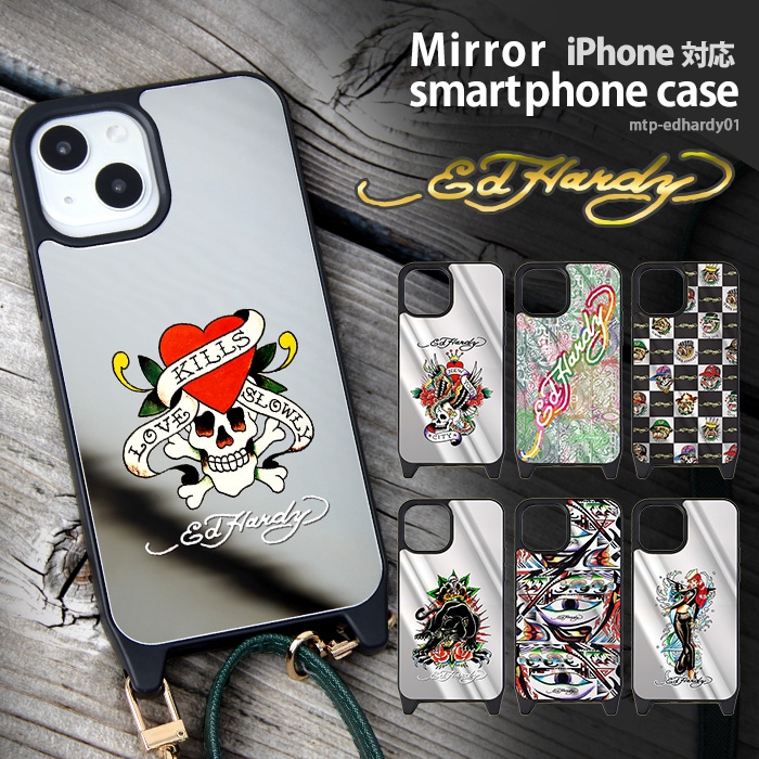 iPhone������ �ߥ顼 �� iPhone15 Pro iPhonexr iphone13 iphone12 �����ե���14 �ߥ顼������ ���С� �ǥ����� Ed Hardy ������� ���ɥϡ��ǥ���
