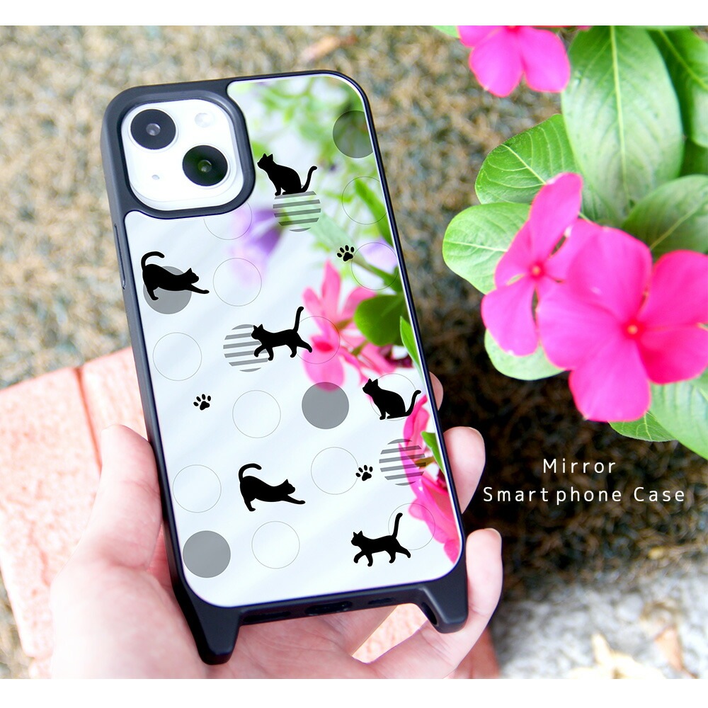 Iphoneケース ミラー 鏡 Iphone Se Iphone12 Pro Max 12mini 12pro Iphone8 Iphone7 Iphone11 アイフォン12 アイフォン11 アイフォンse 第2世代 12プロ マックス ミラーケース アイフォン カバー デザイン ねことあしあと 猫 ネコ