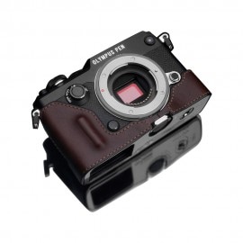 GARIZ OLYMPUS PEN-F用 本革カメラケース HG-PENFBR ブラウン|ボディージャケット・ハーフケース|カメラケース