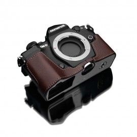 GARIZ OLYMPUS OM-D E-M5 Mark II用 本革カメラケース XS-CHEM5IIABR ブラウン（シボ加工）|ボディージャケット・ハーフケース|カメラケース