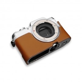 GARIZ Panasonic LUMIX DMC-GF7用 本革カメラケース XS-CHGF7LB ライトブラウン|ボディージャケット・ハーフケース|カメラケース