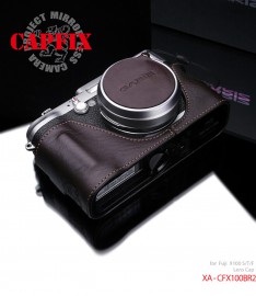GARIZ FUJIFILM X100S/X100用 レンズキャップフィックス XA-CFX100BR2 ブラウン|レンズキャップ落下防止カバー|カメラアクセサリー