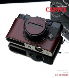 GARIZ FUJIFILM X20/X10用 レンズキャップフィックス XA-CFX10BR ブラウン|レンズキャップ落下防止カバー|カメラアクセサリー