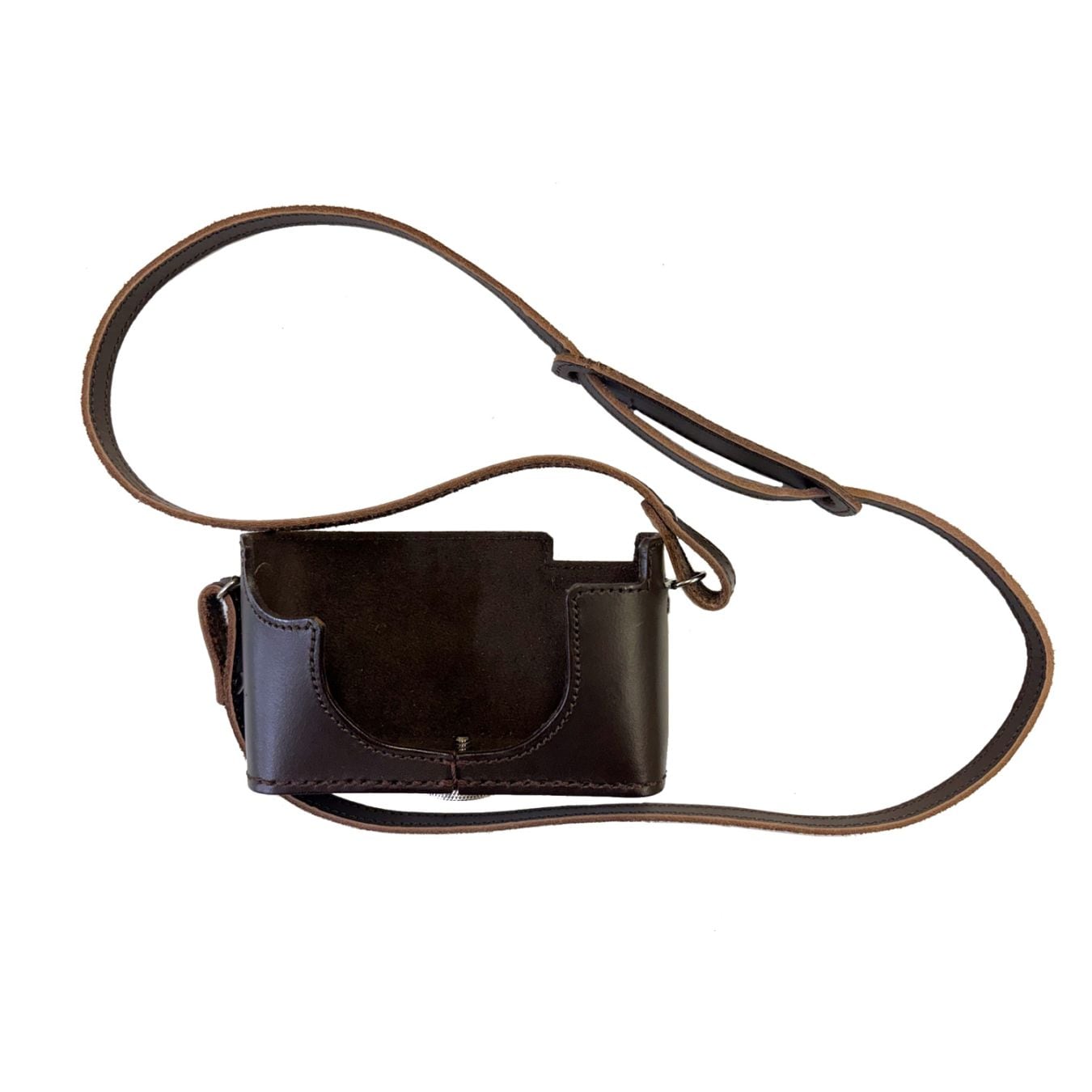 【中古】カメラ.ヒラノ Leica CL用 ハンドメイドレザーカメラケース ブラウン ストラップ付属