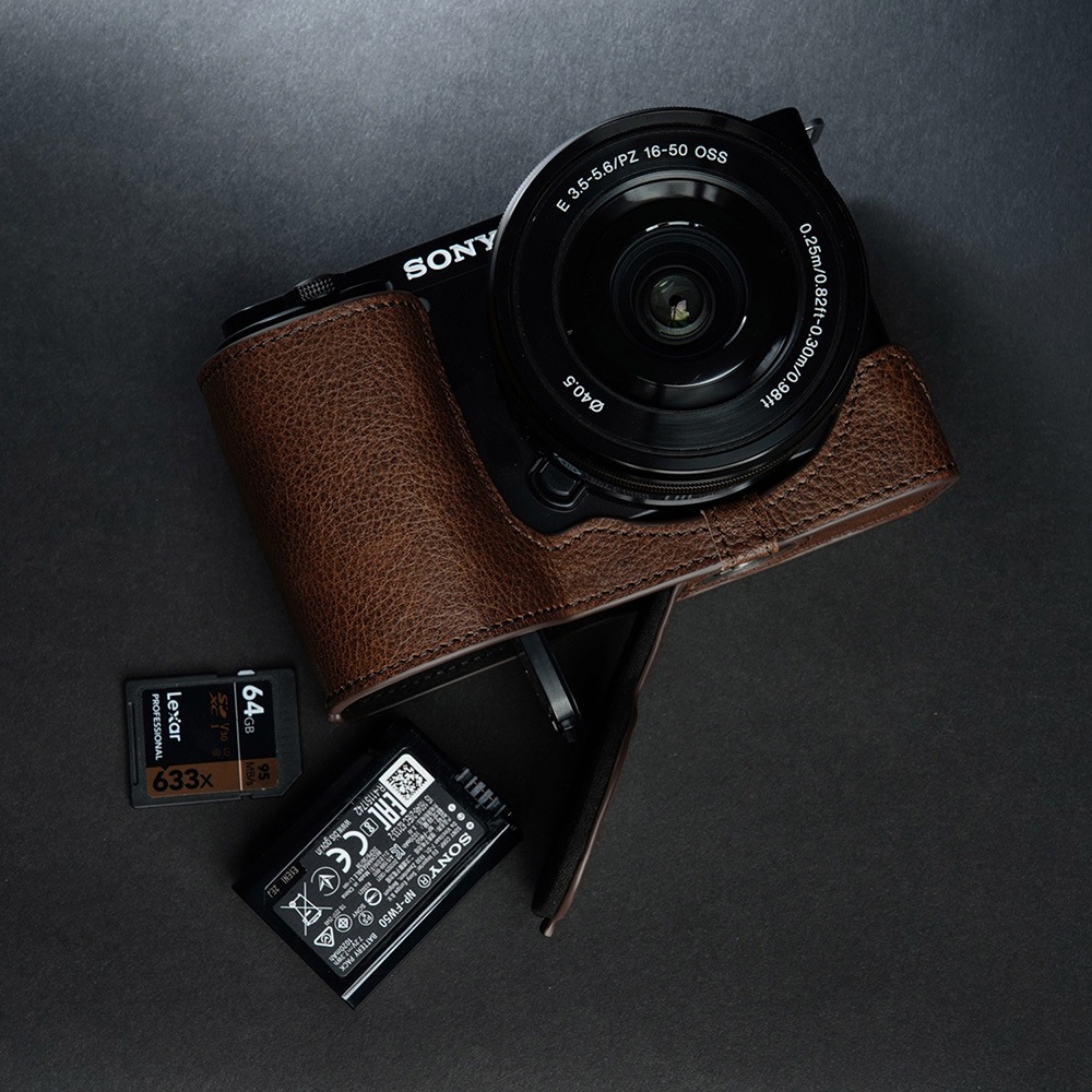 TP Original SONY VLOGCAM ZV-E10 用 ボディーハーフケース ダークブラウン