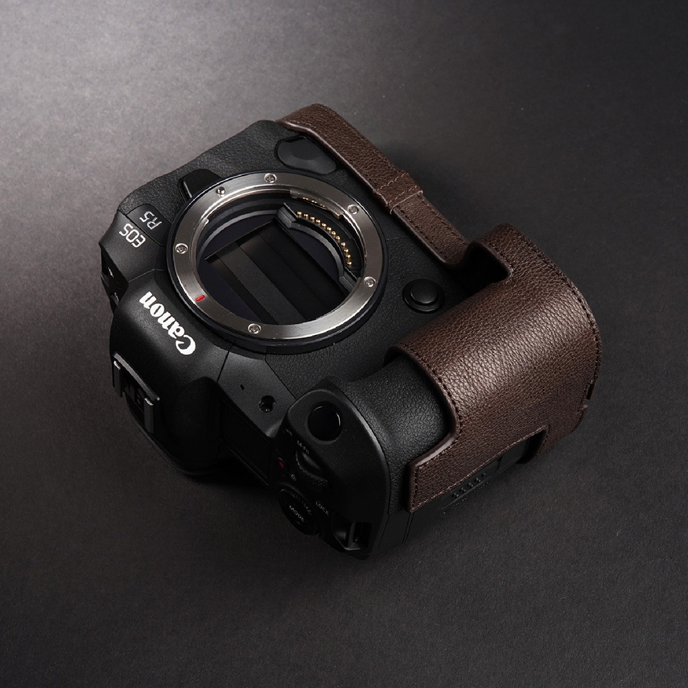 TP Original Canon EOS R5 用 ボディーハーフケース ダークブラウン
