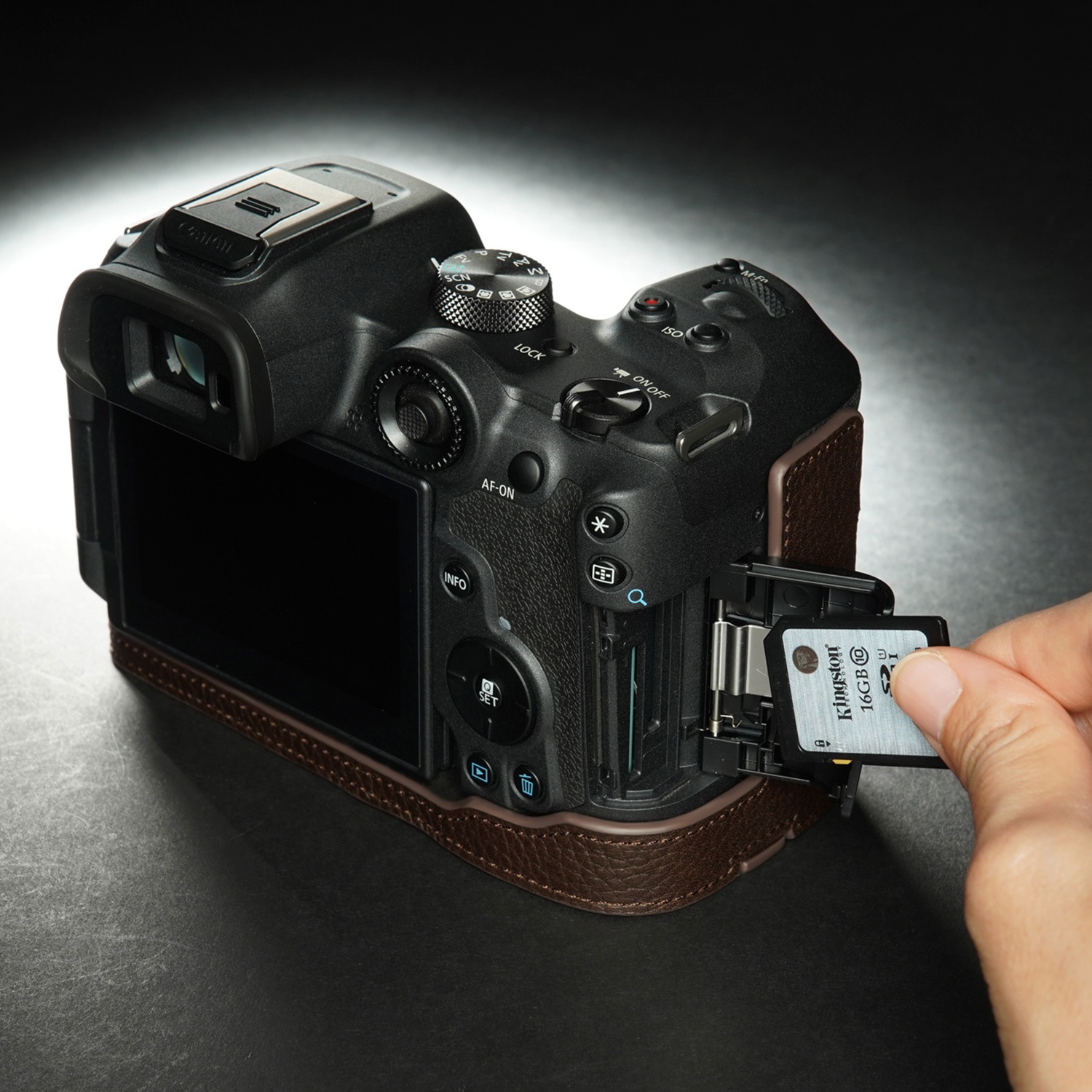 TP Original Canon EOS R7 用 ボディーハーフケース ダークブラウン