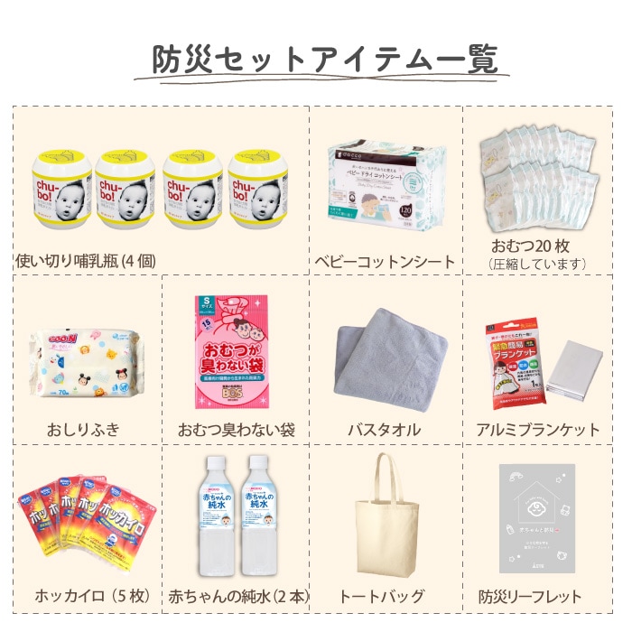 ベビー 防災セットMサイズ バッグに名入れ対応