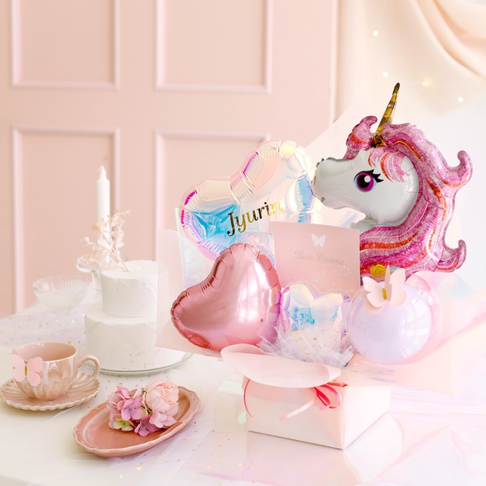 ユニコーン＆スワン バルーンアレンジ バルーン電報