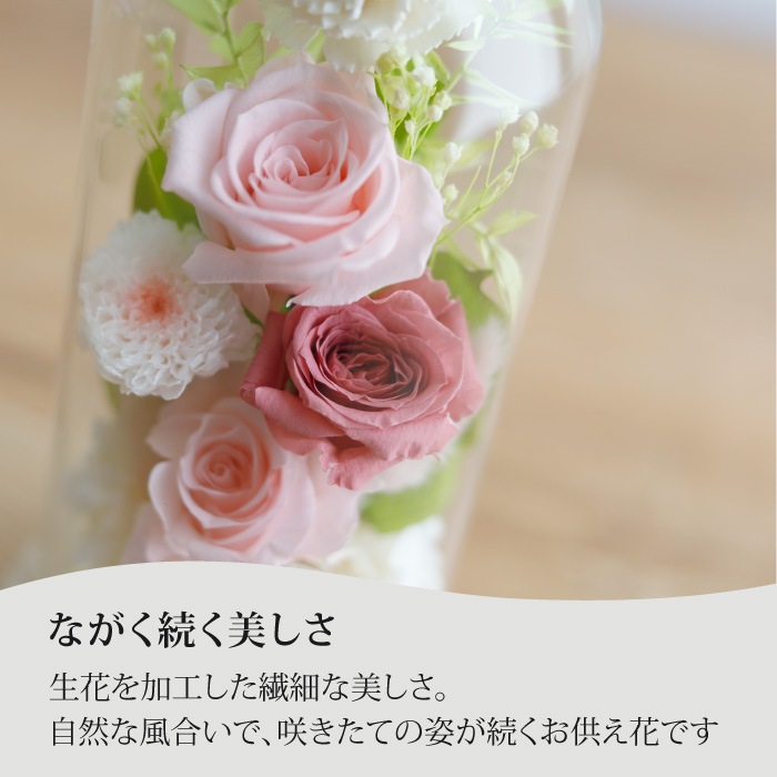 枯れないガラスドームプリザーブドフラワーお供え花