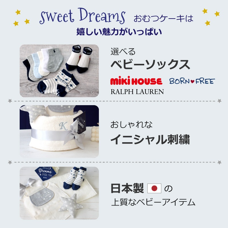 出産祝いやお誕生日にぴったり！ スウィートドリーム オムツケーキ