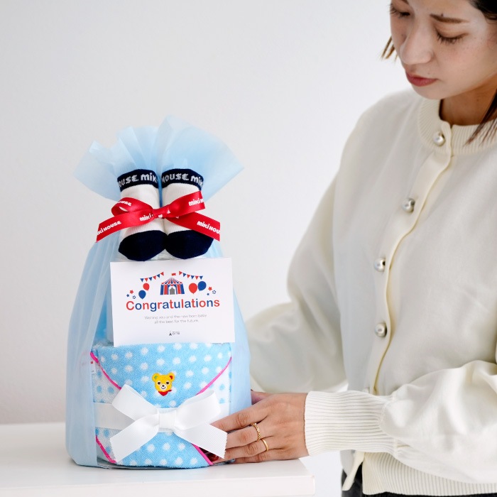 出産祝い おむつケーキ ミキハウス 2段