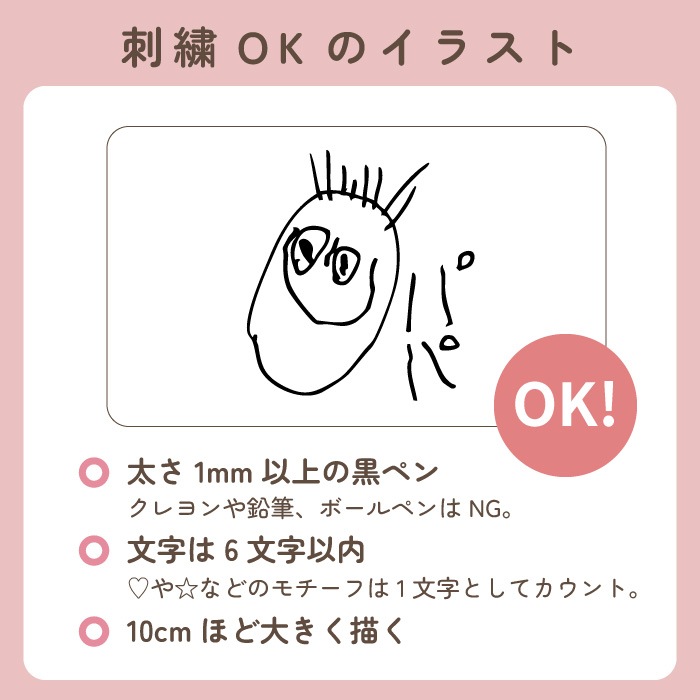 似顔絵刺繍ハンカチ