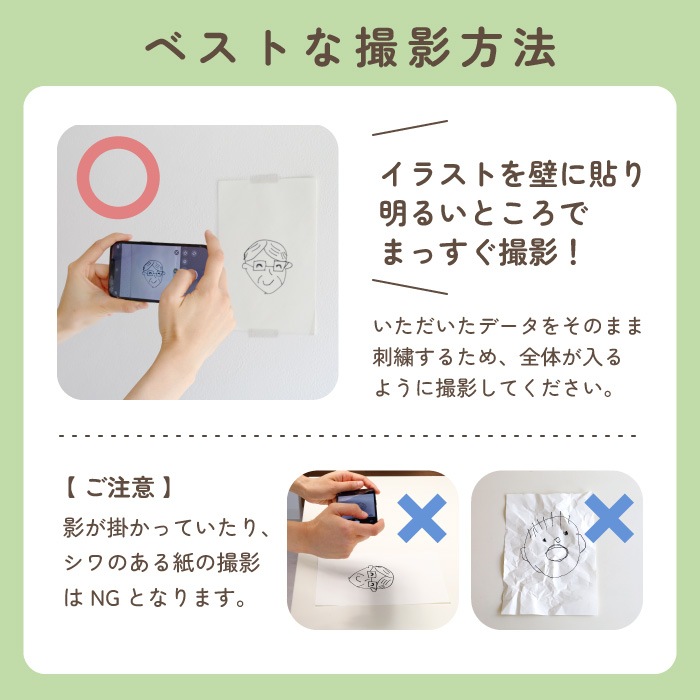 似顔絵刺繍ハンカチ