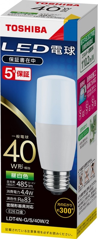 LED電球 LDT4N-G/S/40W/2 東芝ライテック E26口金 一般電球40W形相当 昼白色 (LDT4NGS40W2)