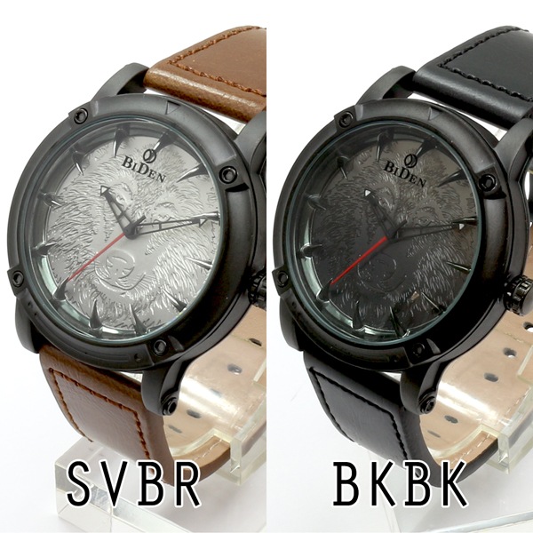 Biden バイデン Seikoムーブメント 日常生活防水 文字盤が狼 ロックなデザインウォッチ レザー Bd008 メンズ腕時計 腕時計 ブランドリスト Biden バイデン 株式会社ヴァリアススタイル