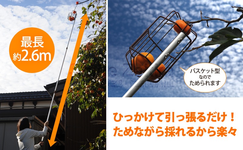 お庭の柿採りバスケット