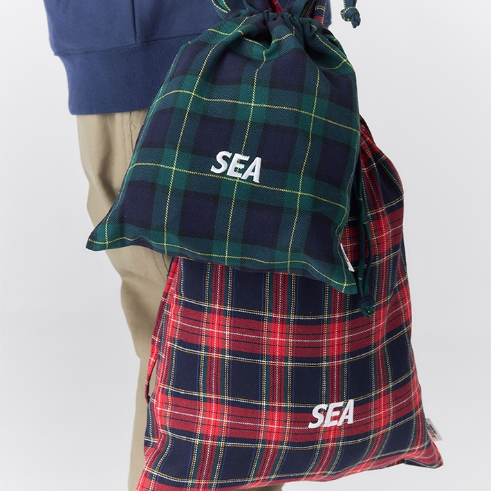 SMOOTHY WDS_SEA Check Drawstring Bag 2P set