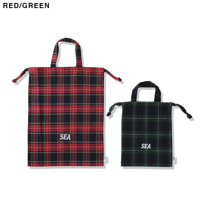 SMOOTHY WDS_SEA Check Drawstring Bag 2P set