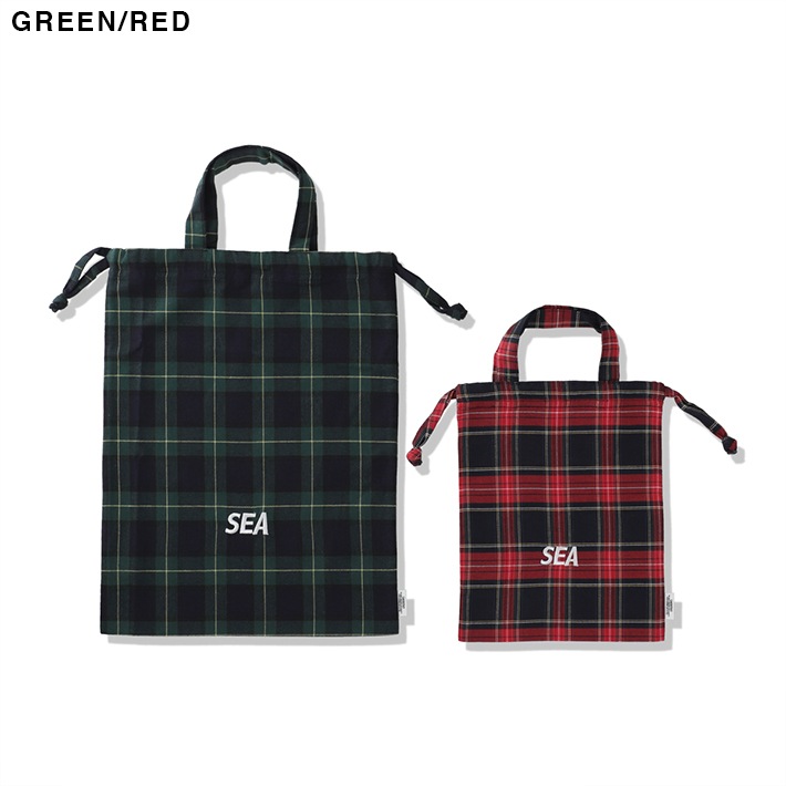 SMOOTHY WDS_SEA Check Drawstring Bag 2P set