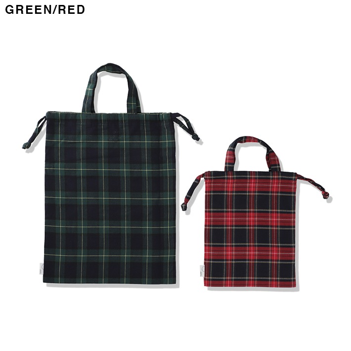 SMOOTHY WDS_SEA Check Drawstring Bag 2P set