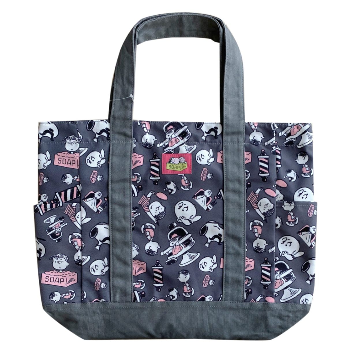 PEANUTS スヌーピー ビッグトートバッグ ピンク×グリーン