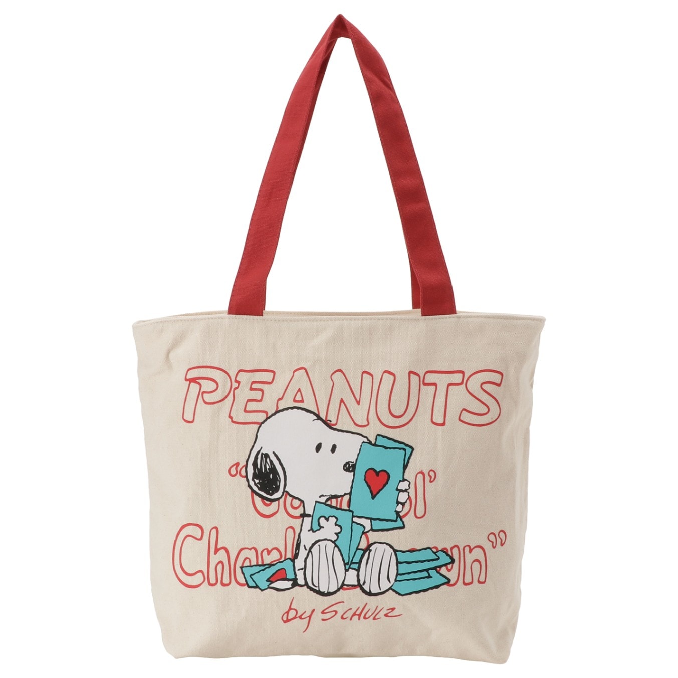 PEANUTS スヌーピー 横型トートバッグ ハートレター