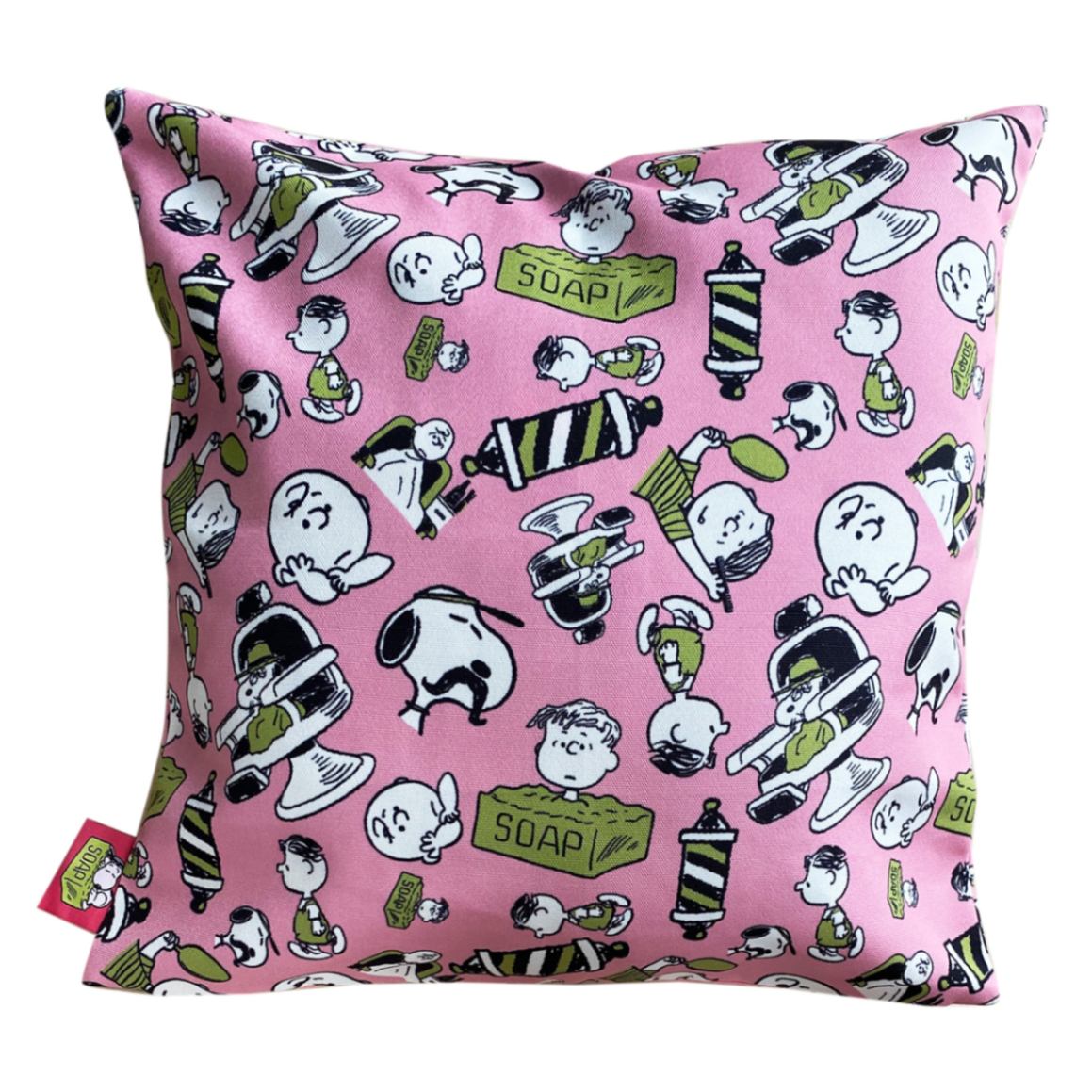 PEANUTS スヌーピー クッションカバー ピンク×グリーン