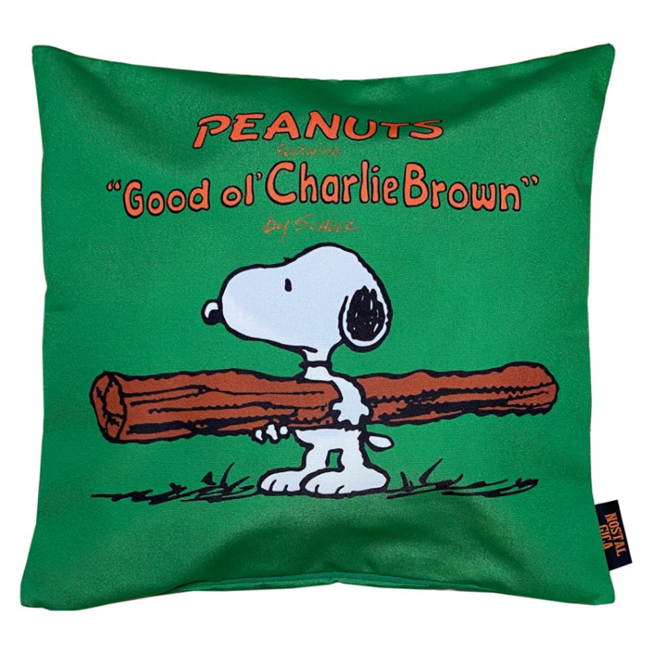 NOSTALGICA/PEANUTS  スヌーピー クッションカバー コミックグリーン