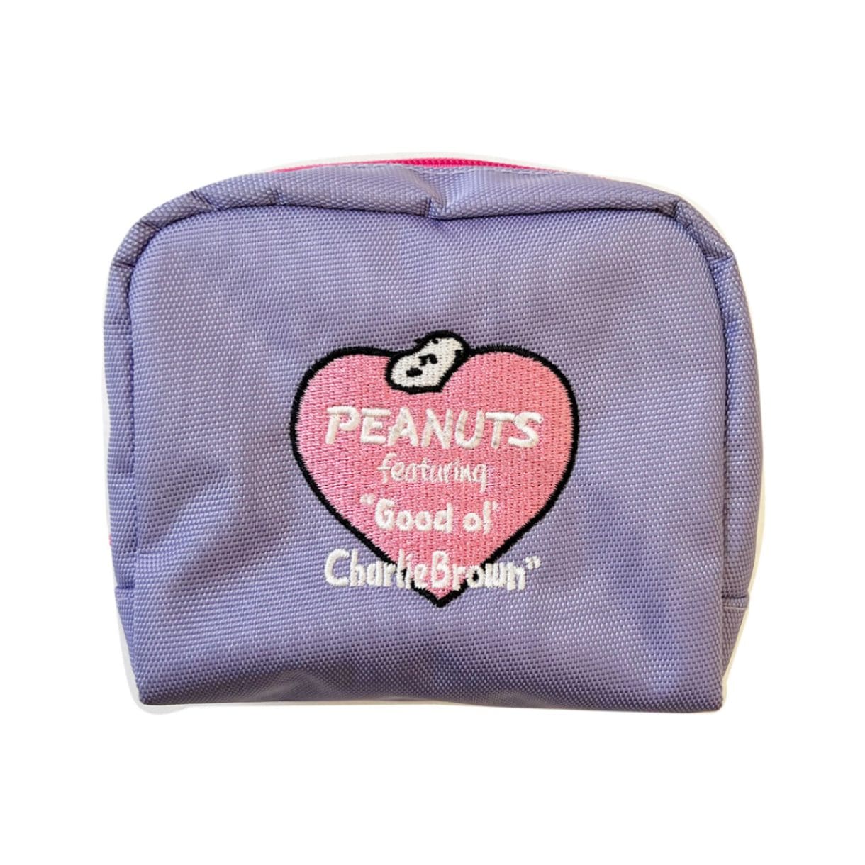 PEANUTS スヌーピーポリエステ刺繍ポーチ ロゴハート