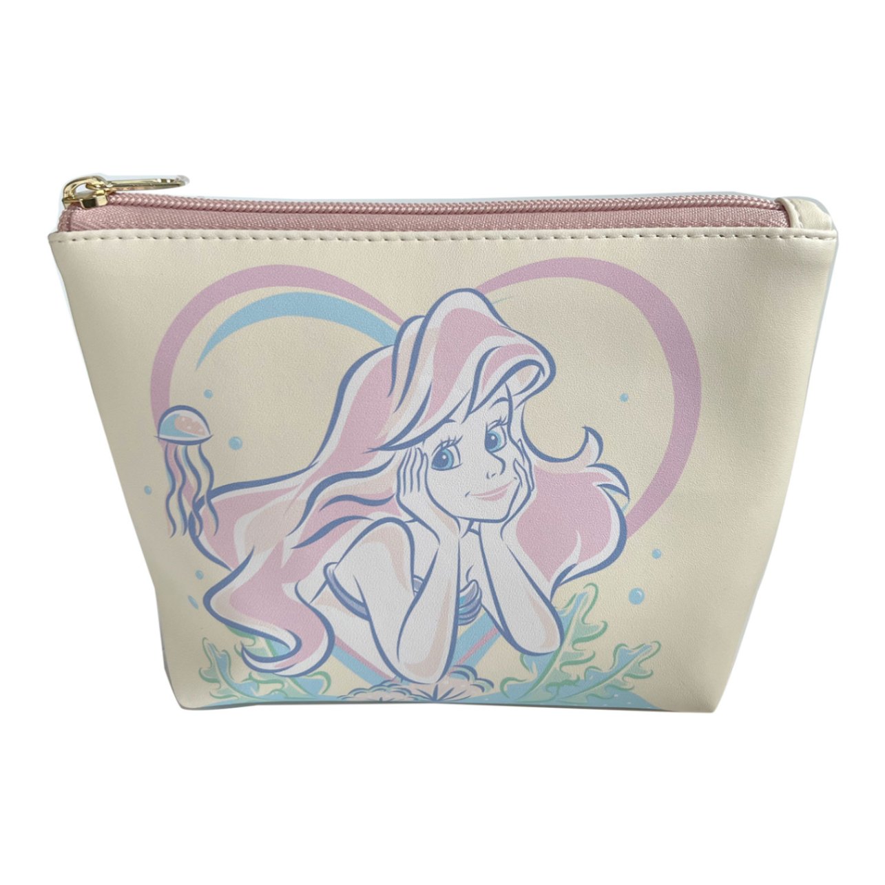 Disney ディズニー 合皮舟形ポーチ アリエルパステル