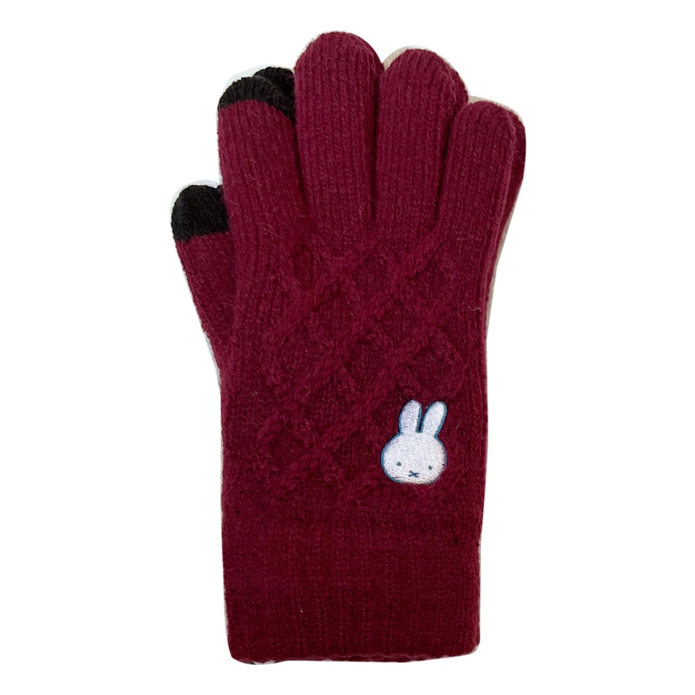 ミッフィー ワンポイント刺繍スマホ対応ケーブル手袋 フェイス RD