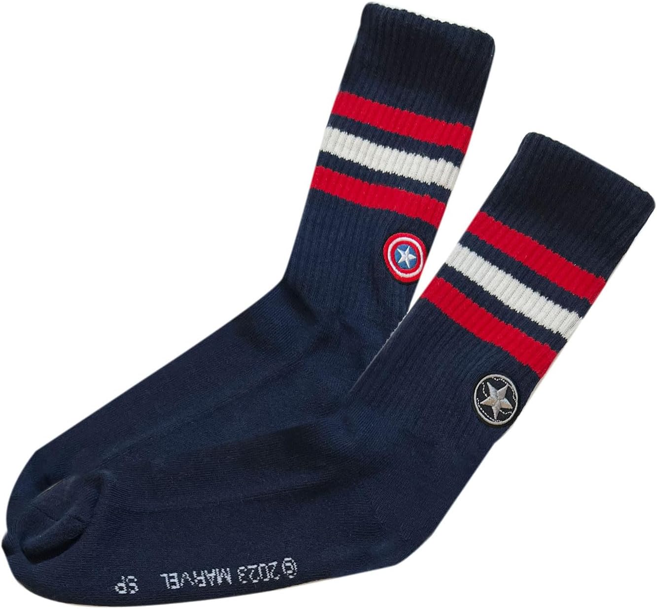 MARVEL ワンポイント刺繍 メンズソックス キャプテン・アメリカ/バッキー（メンズソックス）