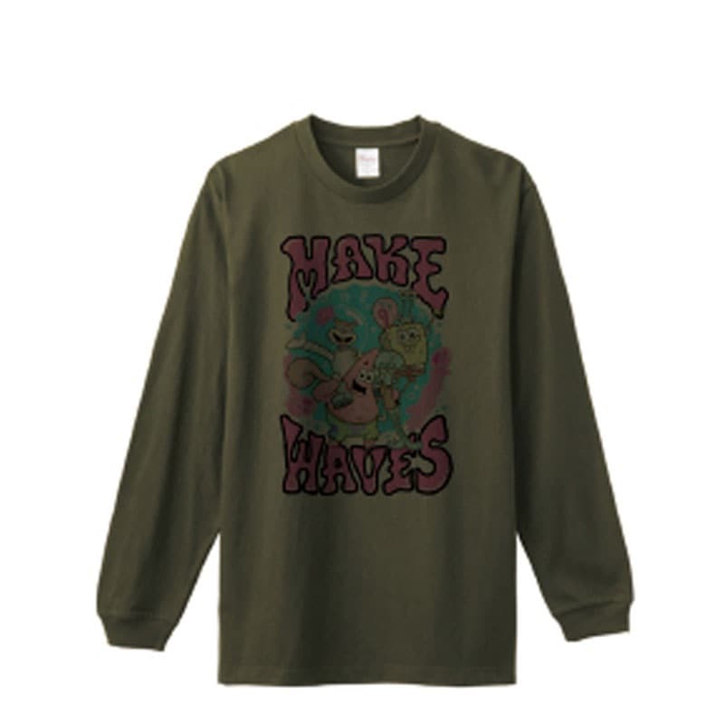 [公式] スポンジ・ボブ ロングスリーブ Teeシャツ 集合グリーン