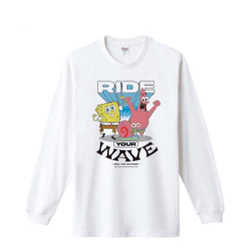 公式] スポンジ・ボブ ロングスリーブ Teeシャツ 波乗り