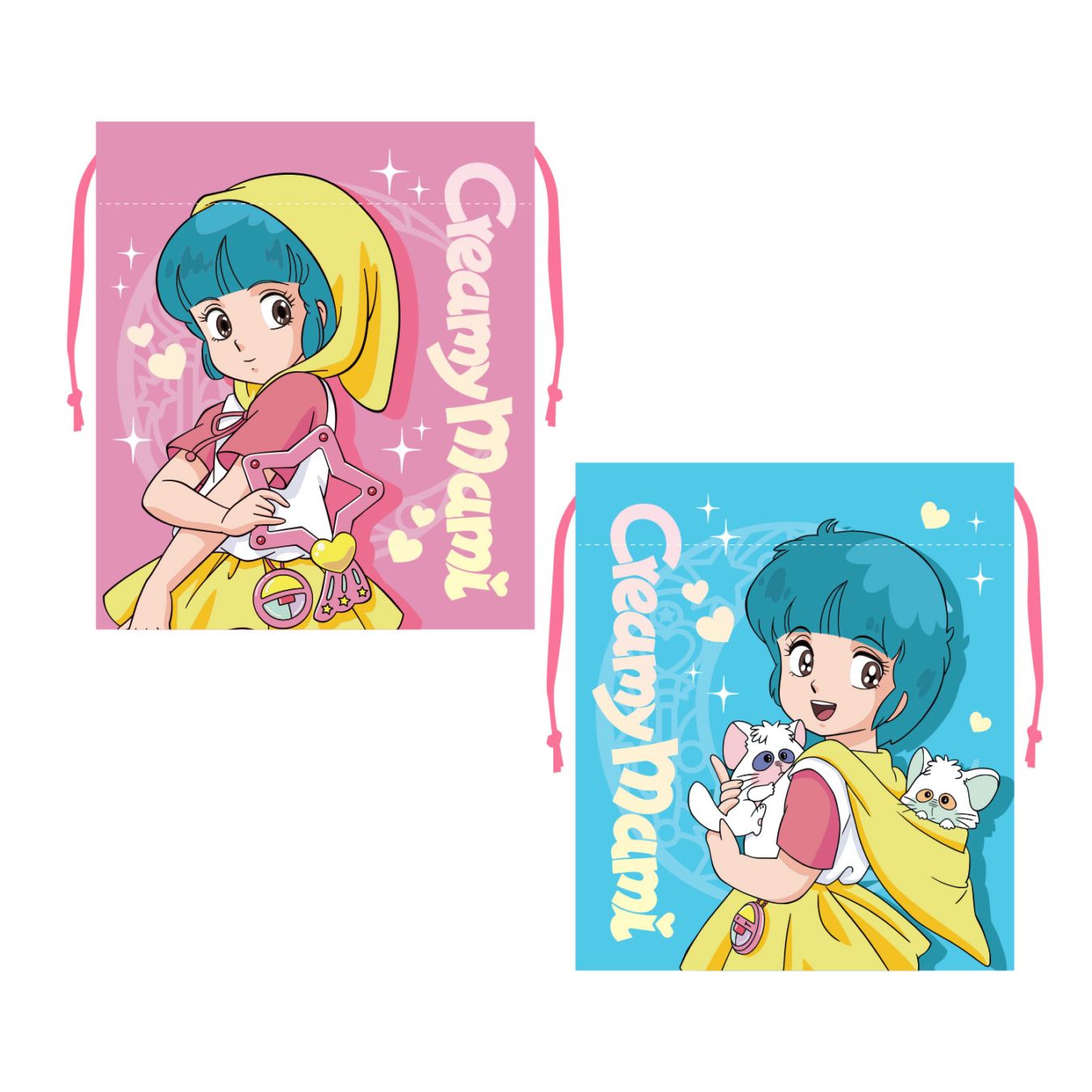 [公式] メーカー直営　魔法の天使 クリィミーマミ　リボン巾着　ピンク×ブルー